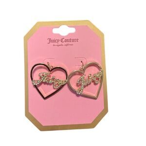 Juicy Couture Gold Heart Crystal Dangle Earrings Fashion Luxury